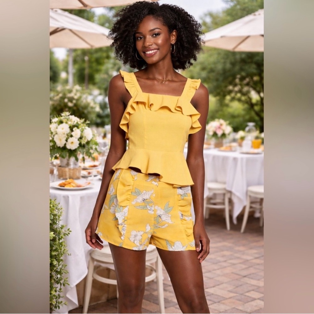 CHRISELLE x J.O.A. ASYMMETRICAL PEPLUM TOP